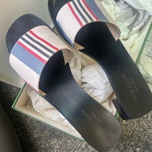 Vintage Kate Spade Women's Striped Slide Sandals - Black and Blue